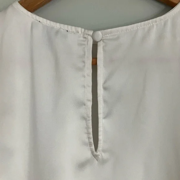HALOGEN White Subtle Metallic High Neck Tank Blouse Size XL - Picture 6 of 10